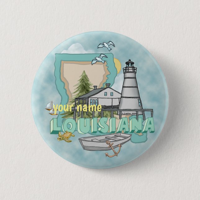 Botón de pin del faro de Louisiana (Anverso)