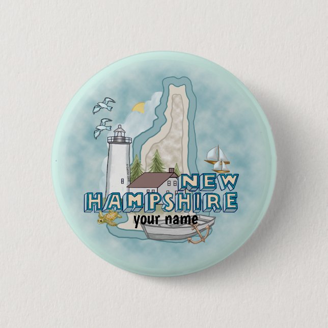 Botón de pin del faro de New Hampshire (Anverso)