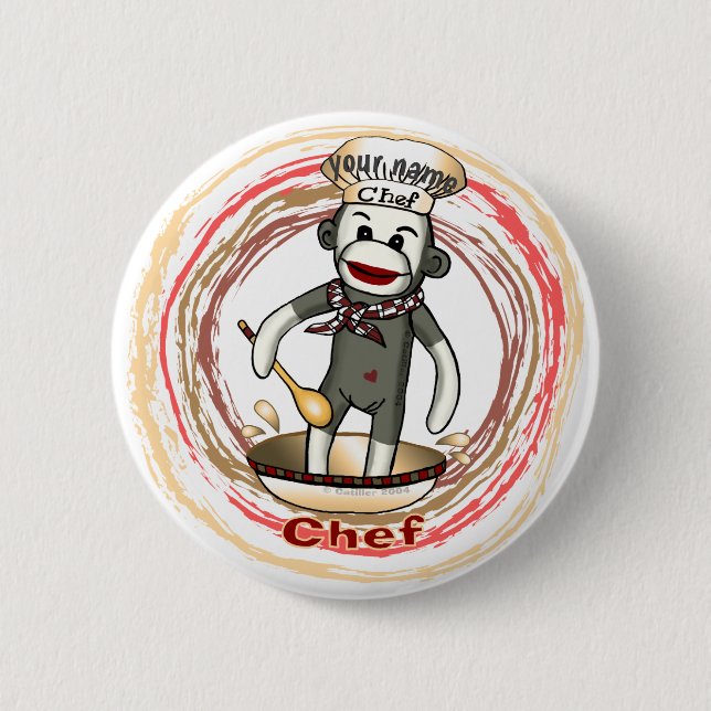 Botón de pin del mono del Chef Sock (Anverso)