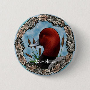 Botón de pin del pato de cabeza roja