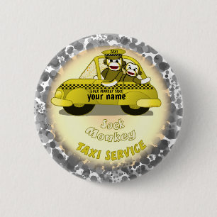 Botón de pin del taxi del mono de calcetín