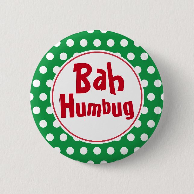 Botón de Pin Divertido de Navidad Bah Humbug (Anverso)