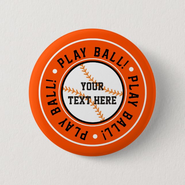 BOTÓN DE Pin Fiesta DE BÉISBOL DE Naranja Negro (Anverso)