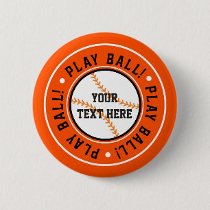BOTÓN DE Pin Fiesta DE BÉISBOL DE Naranja Negro