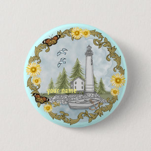 Botón de pin Floral Alabama Lighthouse