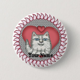 Botón de pin Gato Gordo Corazón