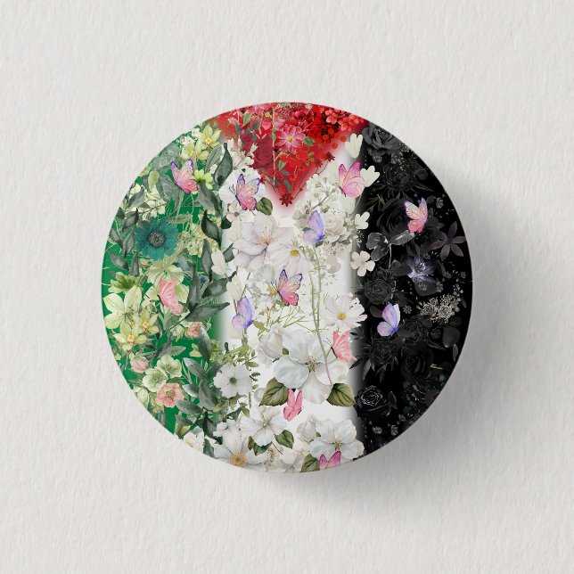 Botón de Pin Mapa Floral de Palestina - Palestina  (Anverso)