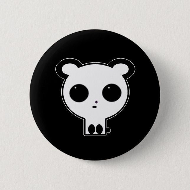 Botón de Pin Panda Gótico Kawaii (Anverso)