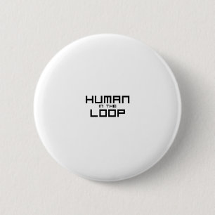 Botón de pin técnico minimalista con humano en el