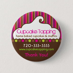 Botón de Pinback de Cobertura de Cupcake Retro