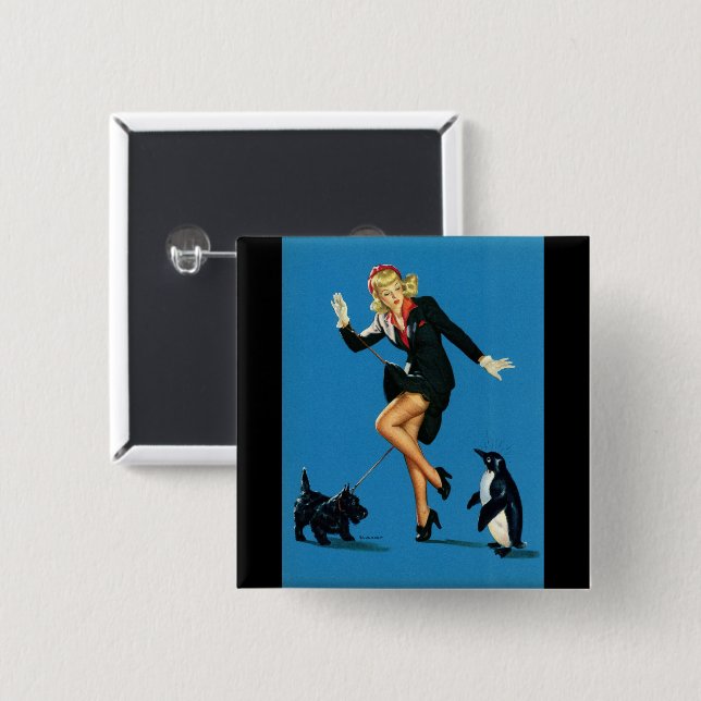 BOTÓN DE PINBACK DEL CHICA DE PINBACK (Anverso y reverso)