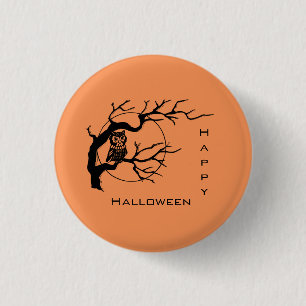 botón de pines de naranja y búho negro de Hallowee