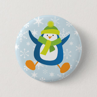 Botón de pinguino azul de salto / Insignia de clav