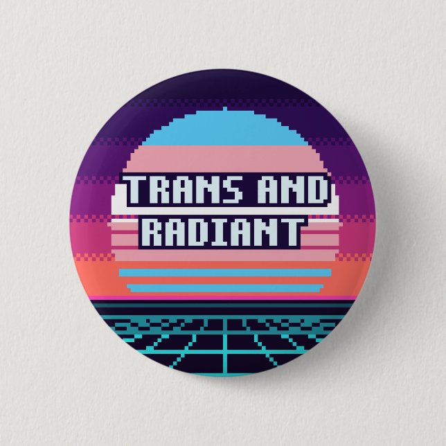 Botón de píxel de orgullo trans y radiante (Anverso)