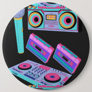 BOTÓN DE PLANTILLA DE ESTILO DE AUDIO DE CASSETTE