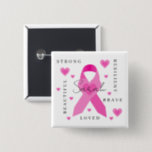 Botón de potenciación del cáncer de mama<br><div class="desc">Creé este diseño en honor a un amigo mío especial. Estos botones fortalecedores harían un gran regalo para aquellos que están sufriendo cáncer de mama o para aquellos que los aman y apoyan. Colección coincidente disponible!</div>