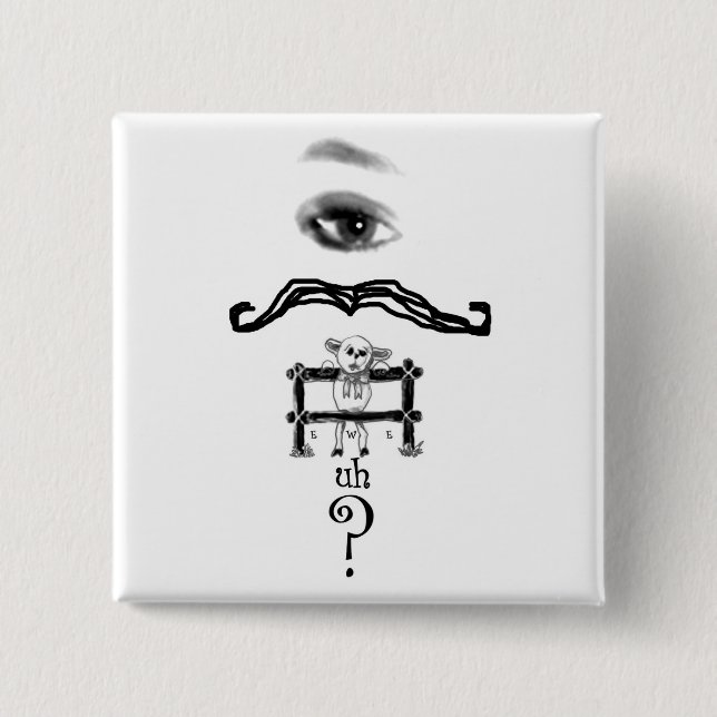 Botón De Pregunta De Eye Mustache Ewe Uh (Anverso)