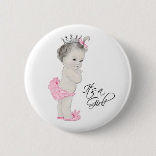 Botón de Princesa Rosa Adorable Es una Niña