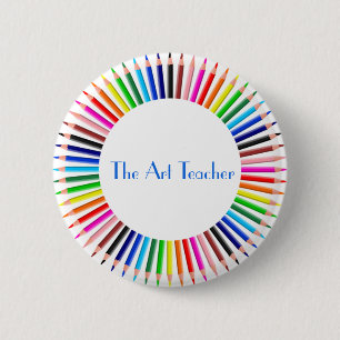 Botón de profesor de arte, lápices, regalo para 