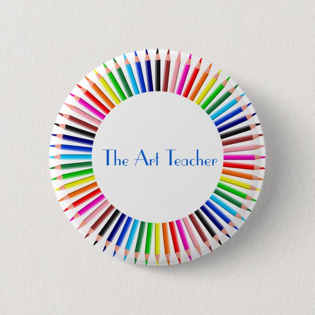 Botón de profesor de arte, lápices, regalo para pr (Anverso)