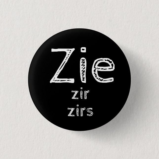 Botón de Pronombres Zie, Zir, Zirs (Anverso)