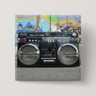 Botón de radio del equipo estéreo portátil retr