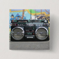 Botón de radio del equipo estéreo portátil retro