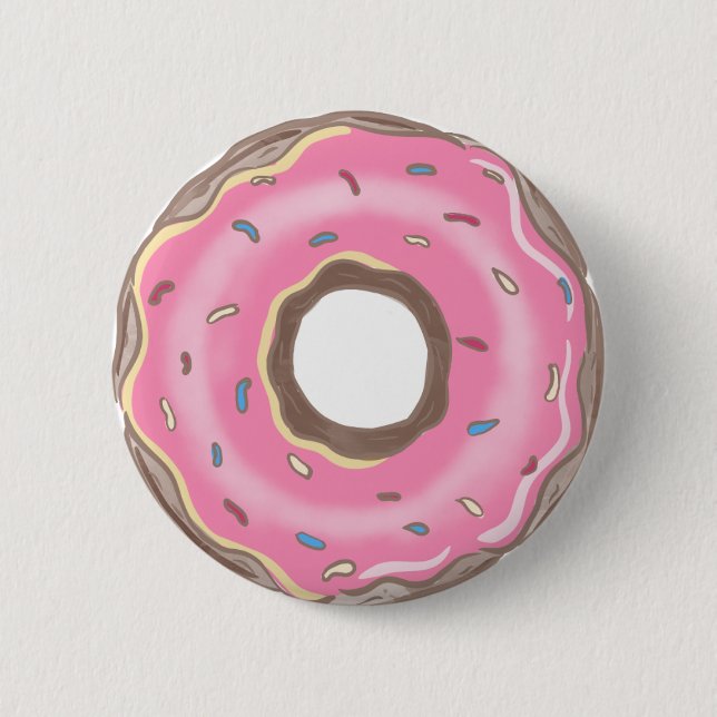 Botón de Recuerdos de Cumpleaños de Rosquilla Rosa (Anverso)