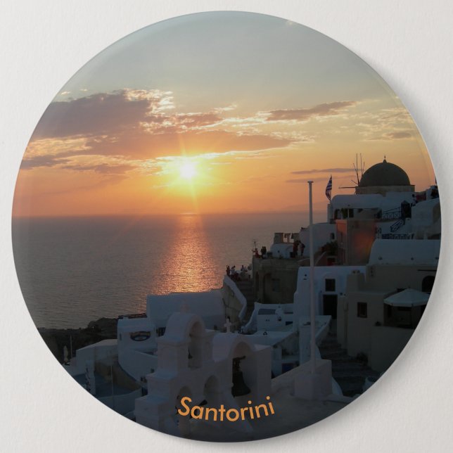 botón de redondeo al atardecer de Santorini (Anverso)