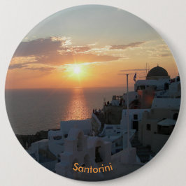 botón de redondeo al atardecer de Santorini