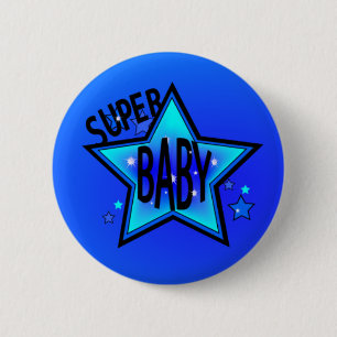 Botón de redondeo azul Star Super Baby Boy