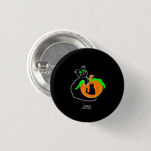 Botón de redondeo de calabaza de gato negro