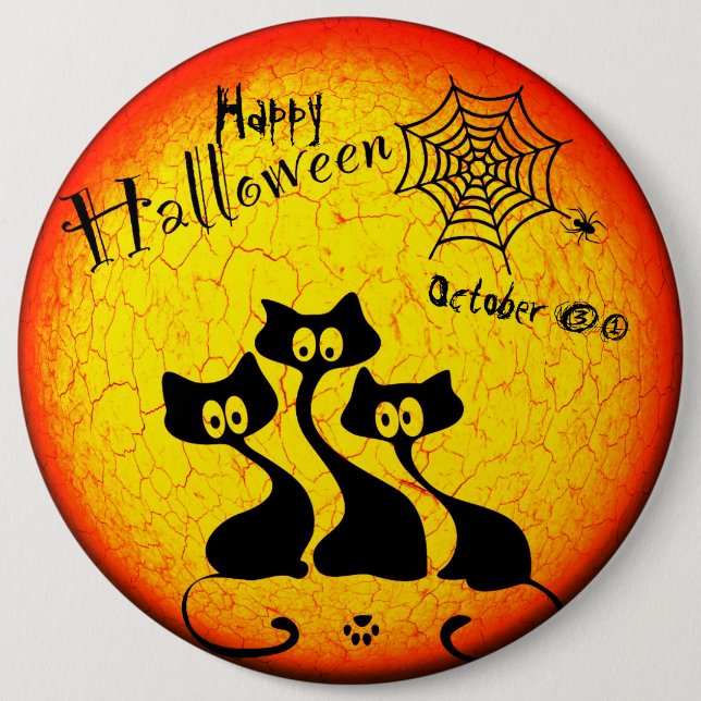botón de redondeo de gatos de Halloween (Anverso)