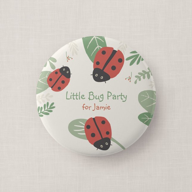 Botón de regalo para fiesta infantil de Mariquita (Ladybird Meadow - Party Favor Button)
