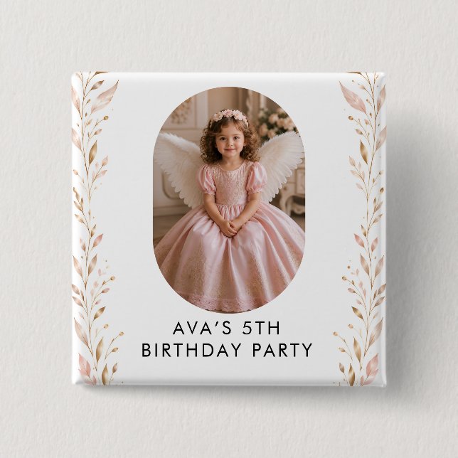 Botón de regalo para la fiesta de cumpleaños númer (Anverso)