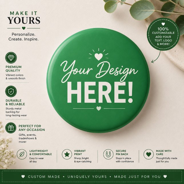 Botón de regalo personalizado verde minimalista (Subido por el creador)