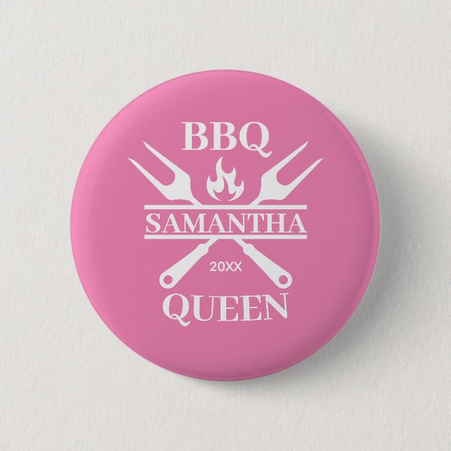 botón de Reina de parrillada personalizada de barb (Anverso)