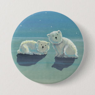 Botón de respaldo de oso polar de invierno brillan