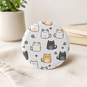 Botón de reverso con patrón de gato Kawaii lindo
