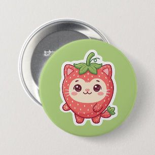 Botón de reverso de gato fresa Kawaii lindo