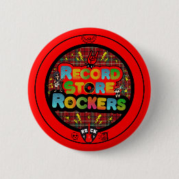 Botón de Rockeros de Tienda de Discos