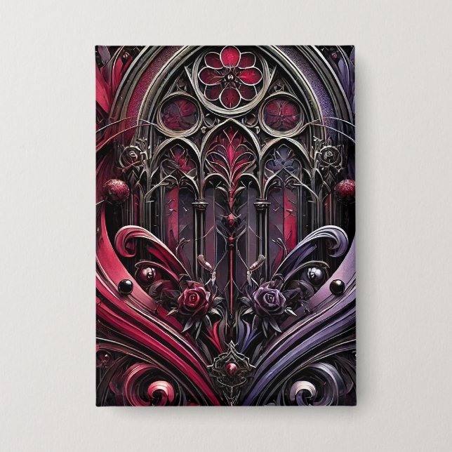 Botón de Rosa gótico - Accesorio negrita (Anverso)