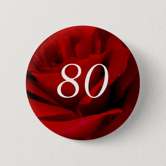 Botón de rosa roja del 80 cumpleaños (Anverso)