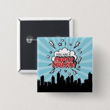 Botón de San Valentín del amigo superhéroe Comic