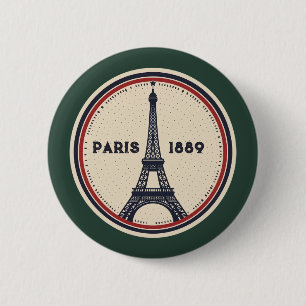 Botón de sello de la Torre Eiffel de París Vintage