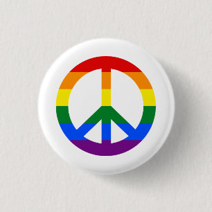 botón de señal de paz de bandera LGBT