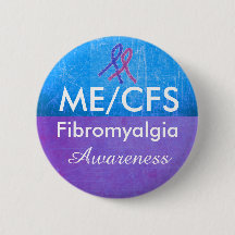 botón de sensibilización sobre ME/CFS y Fibromialg