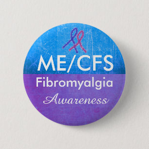 botón de sensibilización sobre ME/CFS y Fibromialg