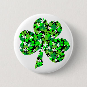 botón de shamrock floral de St Patrick's Day