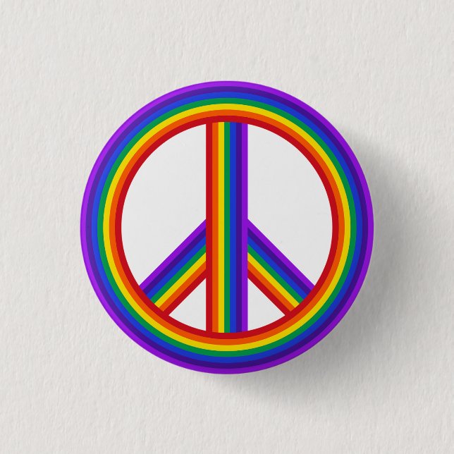 Botón de signo de paz arco iris (Anverso)